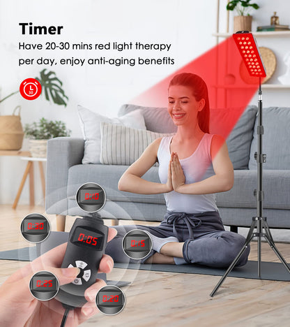 Red Light Therapy Lamp, Infrared Light Therapy with Stand - 660nm Redlight and 850nm Near Infrared Light Device for Body Pain Relief Skin Care