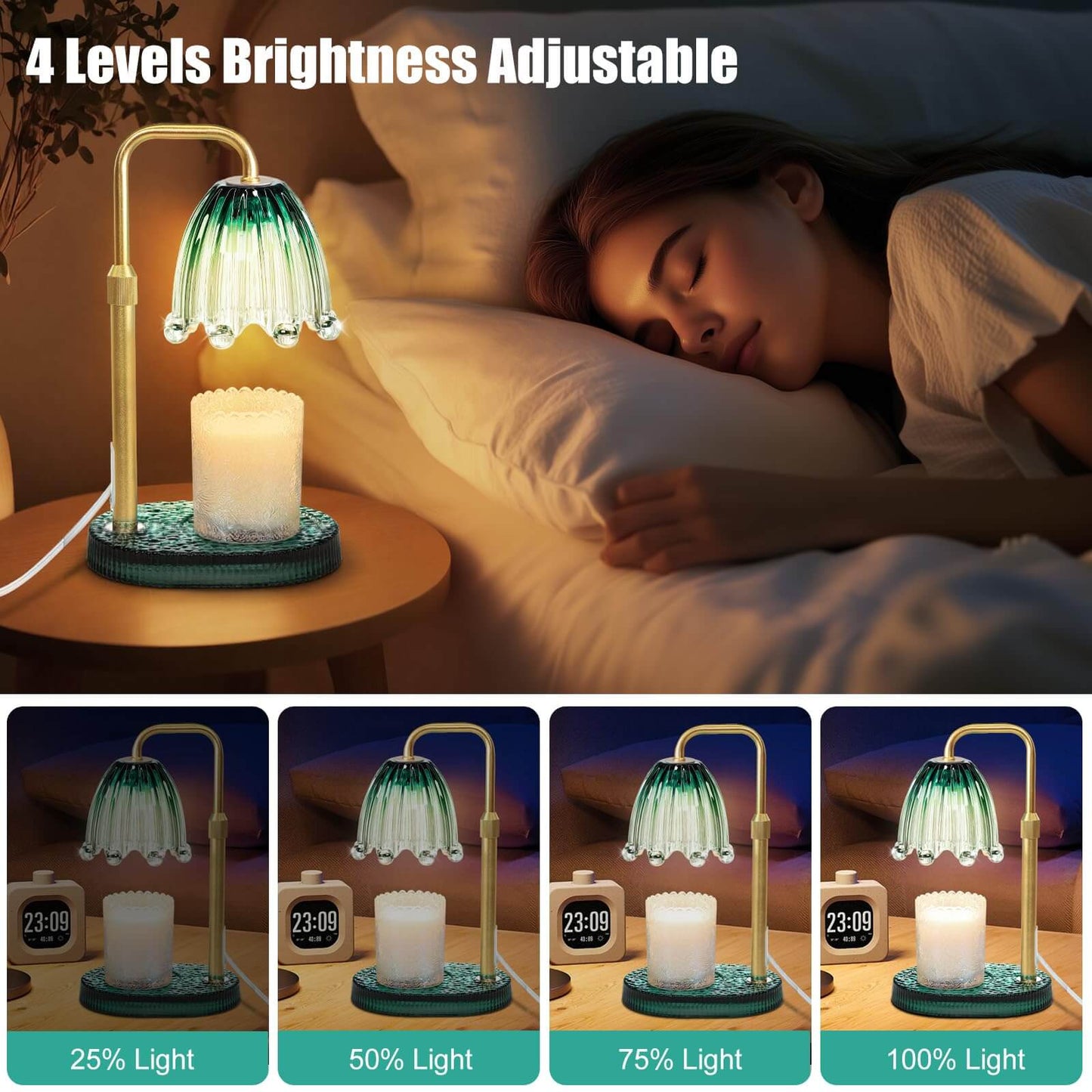 Maromamix Candle Warmer Lamp with Timer - Electric Wax Melt Warmer with Adjustable Height and Dimmer for Scented Candle Wax and Home Fragrance.