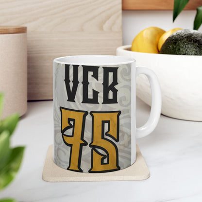 Customizable ceramic mugs in 11oz and 15oz sizes, perfect for adding a team logo, athlete's name and number, or a personal picture and name. These mugs are vibrant, unique, and can be customized to fit any style or preference. Ideal for sports fans, athle