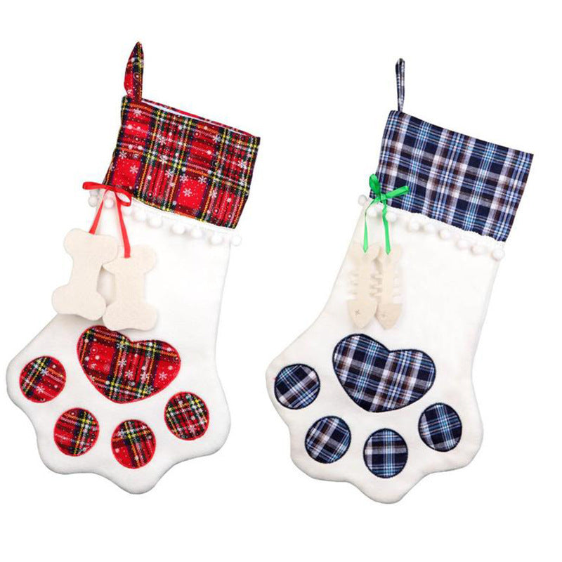 Plaid Paw Stockings - Perfect for including your furry companions in the spirit this Christmas season! Spaciously sized to hold their favorite bones, treats, and toys. Choose from festive red or royal blue. Crafted by hand with care. Available in gingham