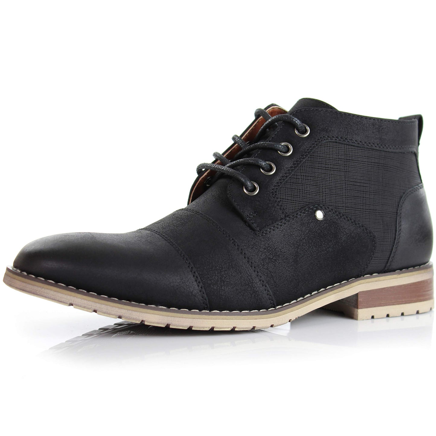 Ferro Aldo Blaine Men's Casual Brogue Mid-Top Lace-Up and Zipper Boots