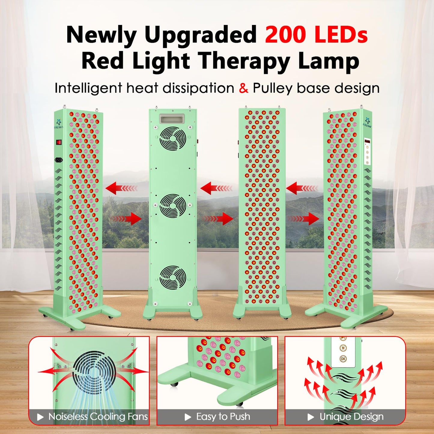 Red Light Therapy for Body, 200 LEDs Red Light Therapy Device Lamp with Red Light 660nm & Infrared Light 850nm for Face Body Pain Relief with Timer, Controller