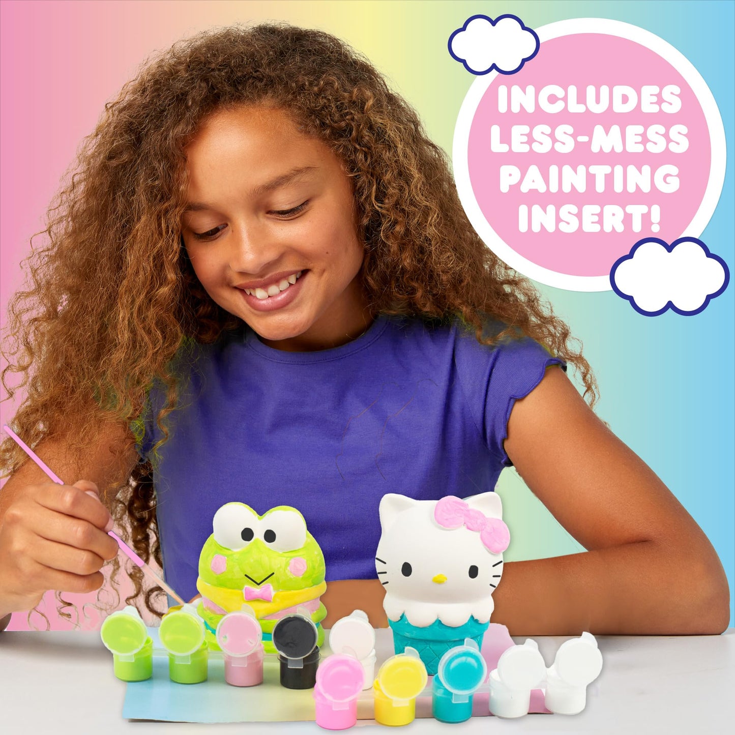 Hello Kitty and Friends Paint Your Own Figurines Arts and Crafts Kit, Ceramic Paintable Hello Kitty & Keroppi, Kawaii Painting Kit for Kids( & adults) Ages 8+