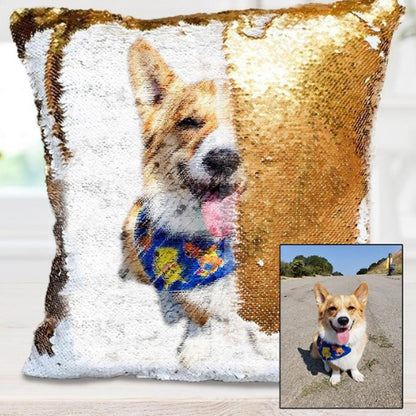 Experience the ultimate in personalized luxury with our CUSTIMO Photo Pet Sequins Pillow. Adorned with your chosen image, this one-of-a-kind pillow will make a memorable gift for your loved one. Simply upload a photo from your phone and let our skilled ar