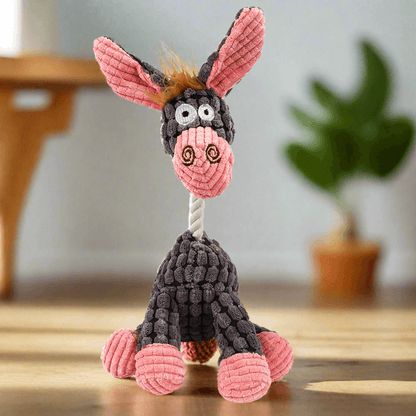 Squeaky Corduroy Chew Toys For Dogs - cute donkey design with plush construction for interactive play.