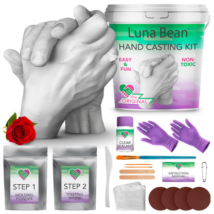 Brand: Luna Bean Color: white Features: COUPLES SIZE! Our Hand Casting Kit is the ideal couple’s gift to capture the moment between you and your loved one. Create a timeless keepsake with this unique gift to treasure for years to come. A fun and special g