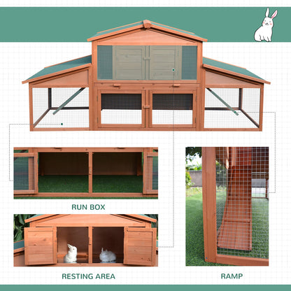 PawHut 89" L Outdoor Rabbit Hutch, Roam and Exercise Freely