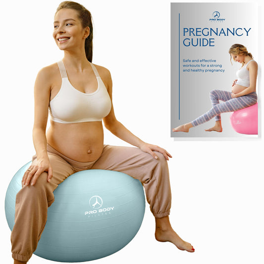 ProBody Pilates Birthing Ball - Pregnancy Ball Exercise for Labor with Book, Yoga Ball Pregnancy w/Prenatal and Postnatal Exercise, Extra Thick Birth Ball Pregnancy (Mist, 75 cm: 5'10" +)