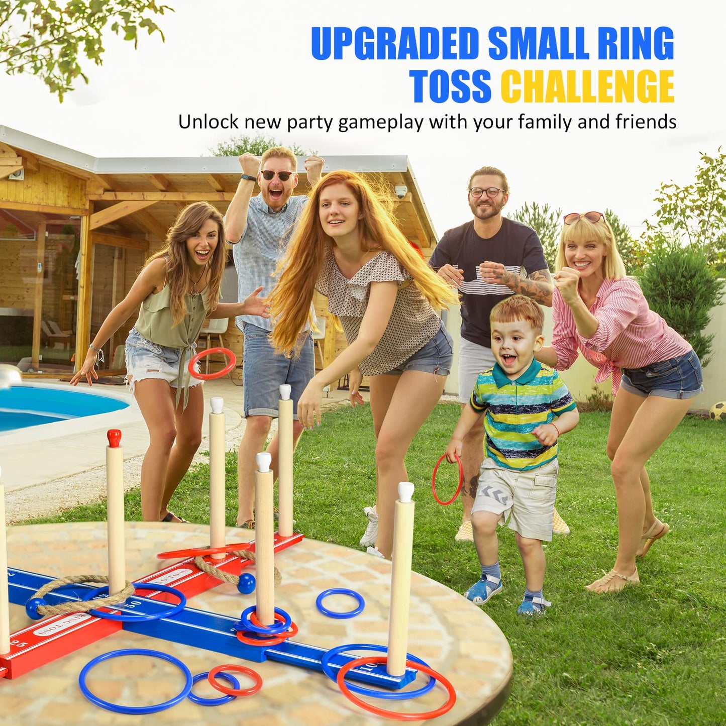 Wooden Ring Toss Game - Indoor- Outdoor Games