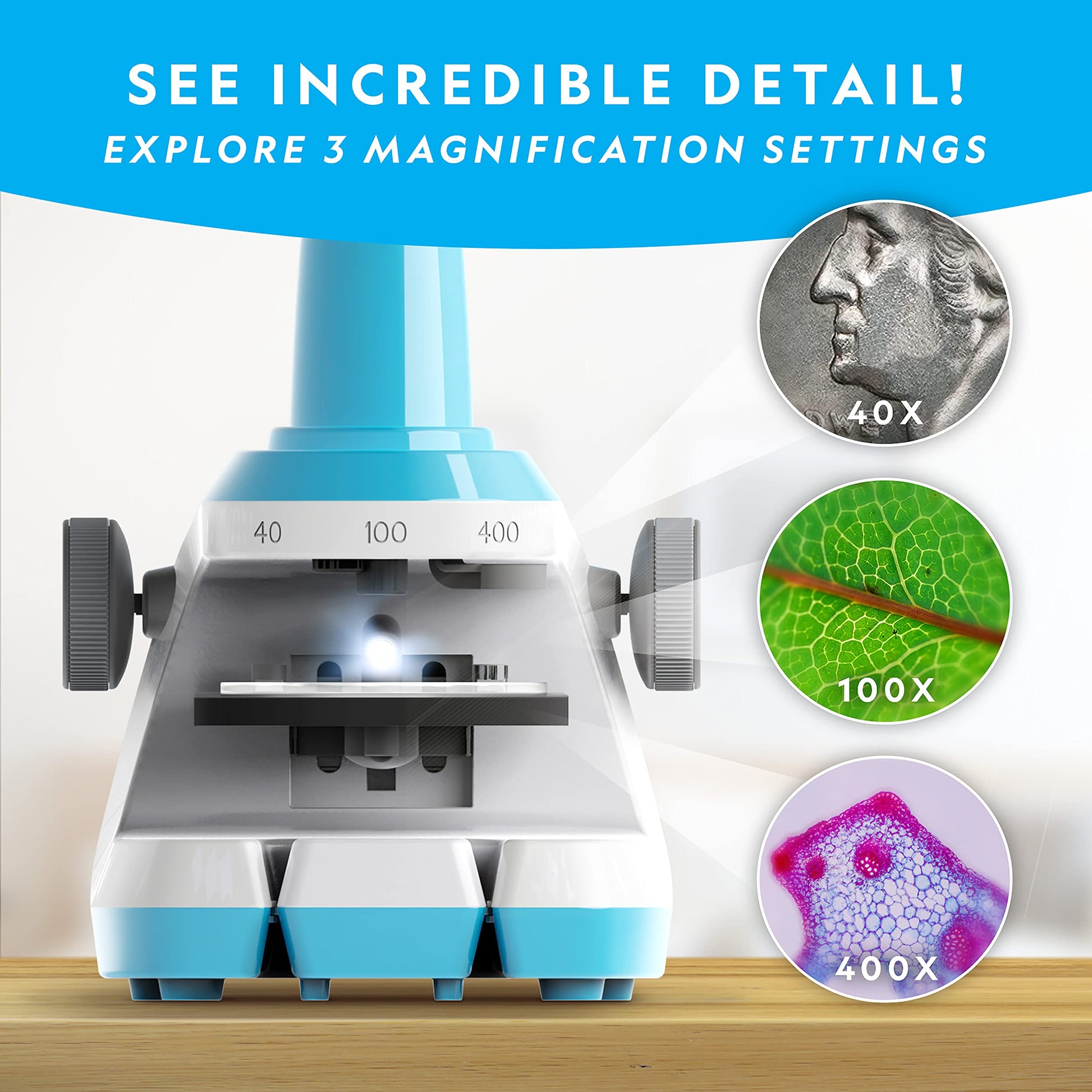 #Sponsored Brand: Blue Marble Color: Multicolor Features: KIDS WILL LOVE THIS MICROSCOPE - Large focus knobs, a soft-touch eyepiece, and an adjustable platform make it easy to keep specimens positioned just right. Three levels of magnification and lights