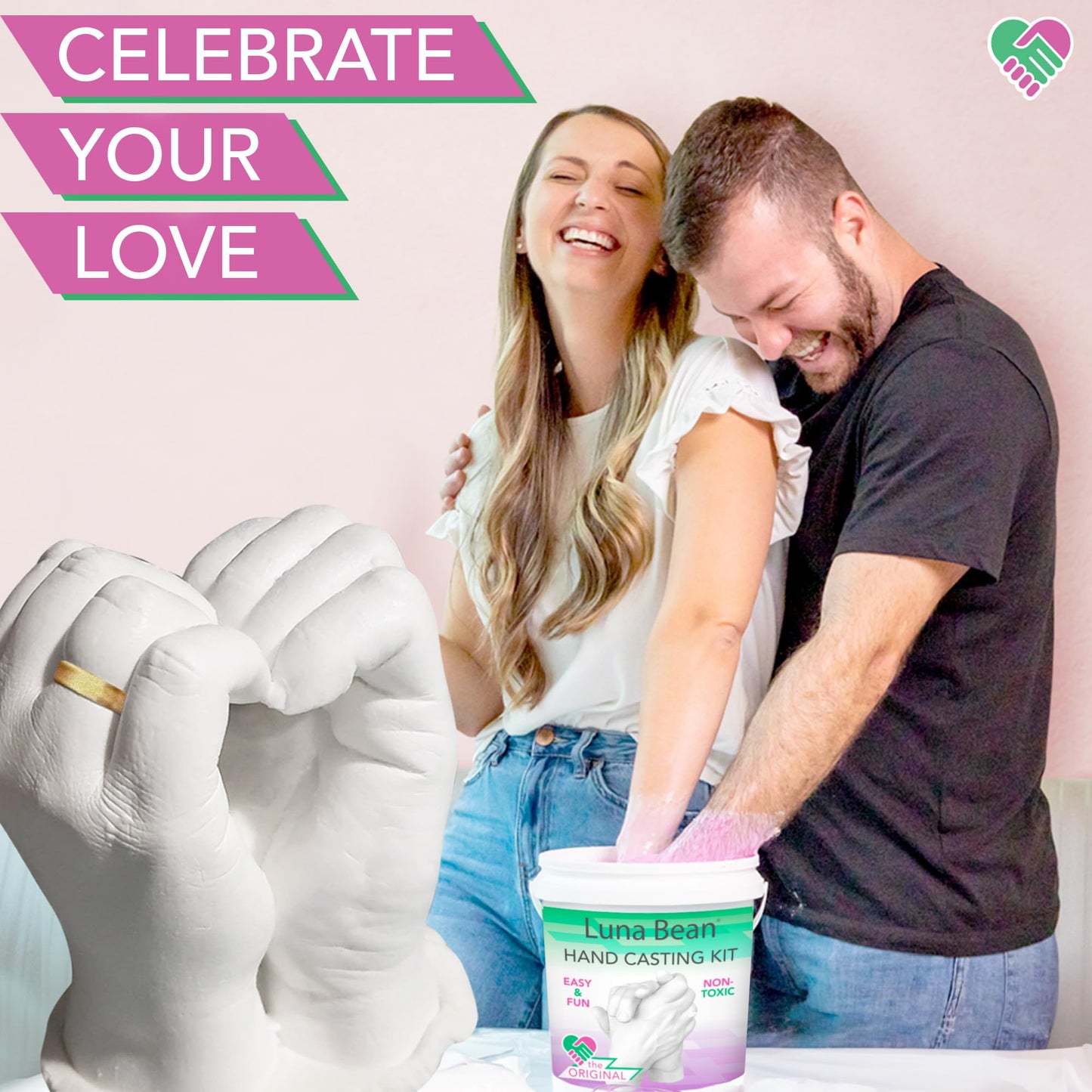 Brand: Luna Bean Color: white Features: COUPLES SIZE! Our Hand Casting Kit is the ideal couple’s gift to capture the moment between you and your loved one. Create a timeless keepsake with this unique gift to treasure for years to come. A fun and special g