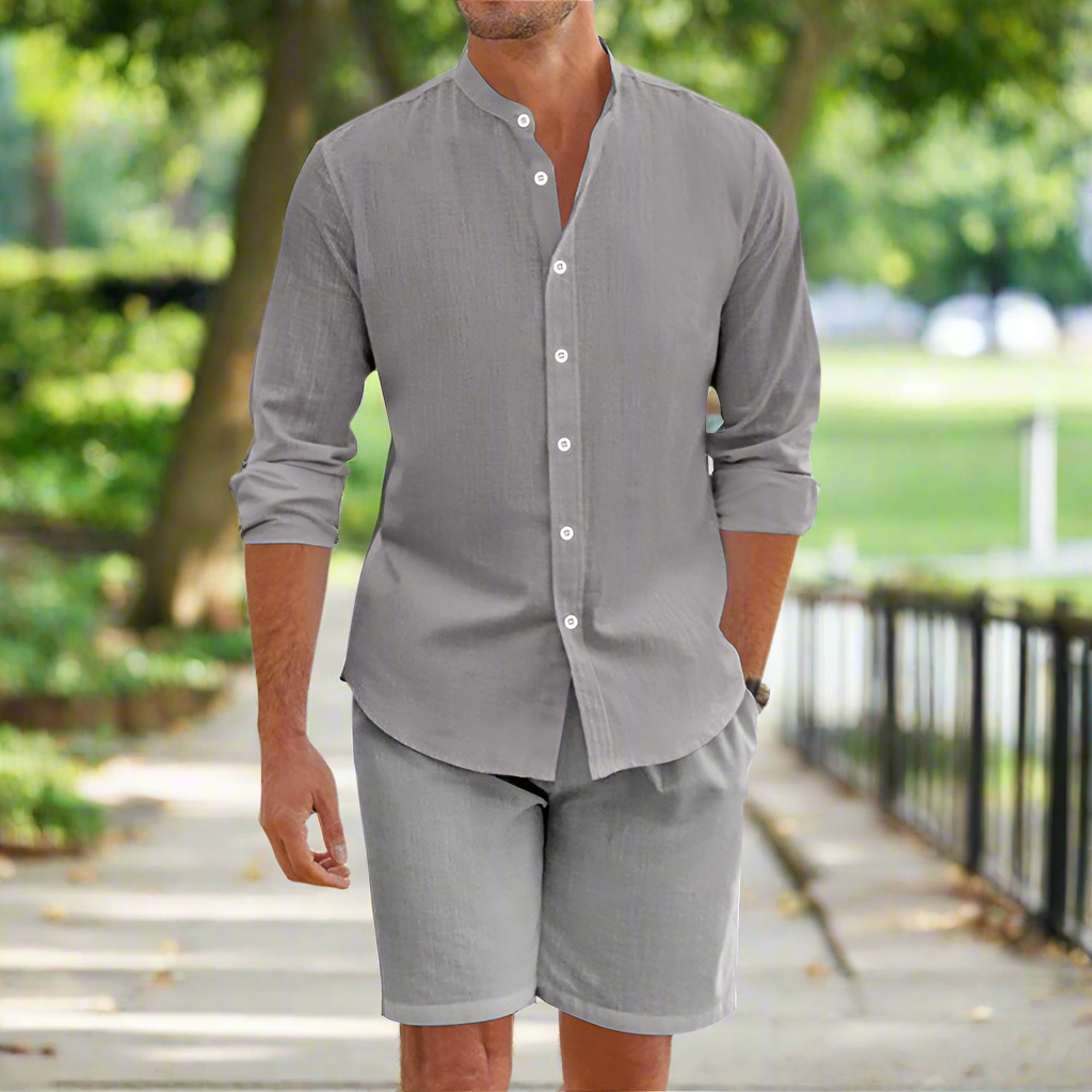 Men's Hemp-Linen Shirt & Shorts Set