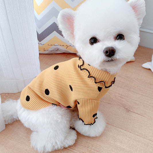 Envision your furry friend wearing this gorgeous polka dot turtleneck in vibrant green, pink, or yellow – perfect for any occasion! Many sizes available!