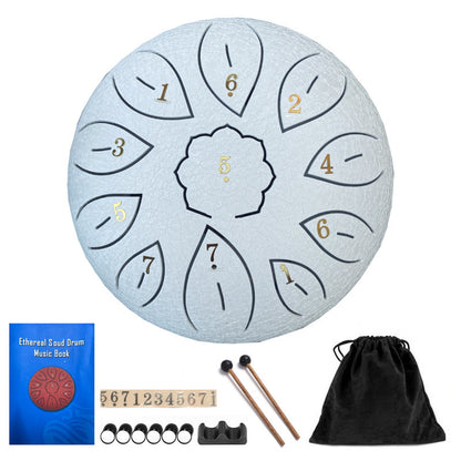 Experience a unique and resonant sound with 6-inch 11-tone Ethereal Drum C Steel Tongue Drum, perfect for sound healing settings. The vibrant tones of this instrument blend with the therapeutic intentions of sound healing, creating a truly immersive exper