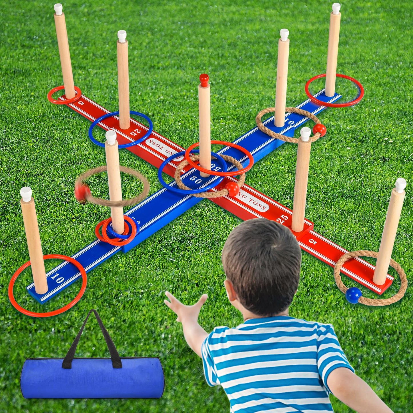 Wooden Ring Toss Game - Indoor- Outdoor Games