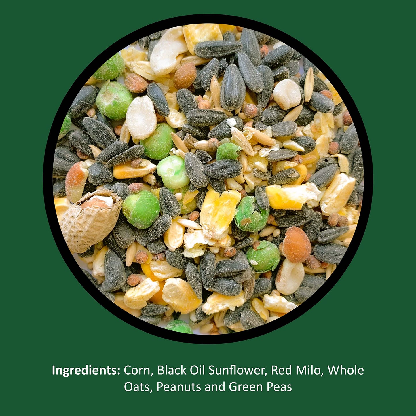 Brand: LyricFeatures: All-natural mix high in nutrients Hand-crafted mix of corn, black oil sunflower, red milo, whole oats, peanuts and green peas. Attracts squirrels, rabbits, turkeys, jays, cardinals, chickadees and many more See a wide variety of natu