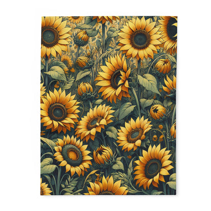 Sunflowers Arctic Fleece Blanket: Cozy, durable, and perfect for bedrooms, sofas, or outdoor swings. Ideal for Fall, Winter, Christmas, and movie nights!