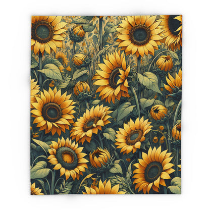 Sunflowers Arctic Fleece Blanket: Cozy, durable, and perfect for bedrooms, sofas, or outdoor swings. Ideal for Fall, Winter, Christmas, and movie nights!