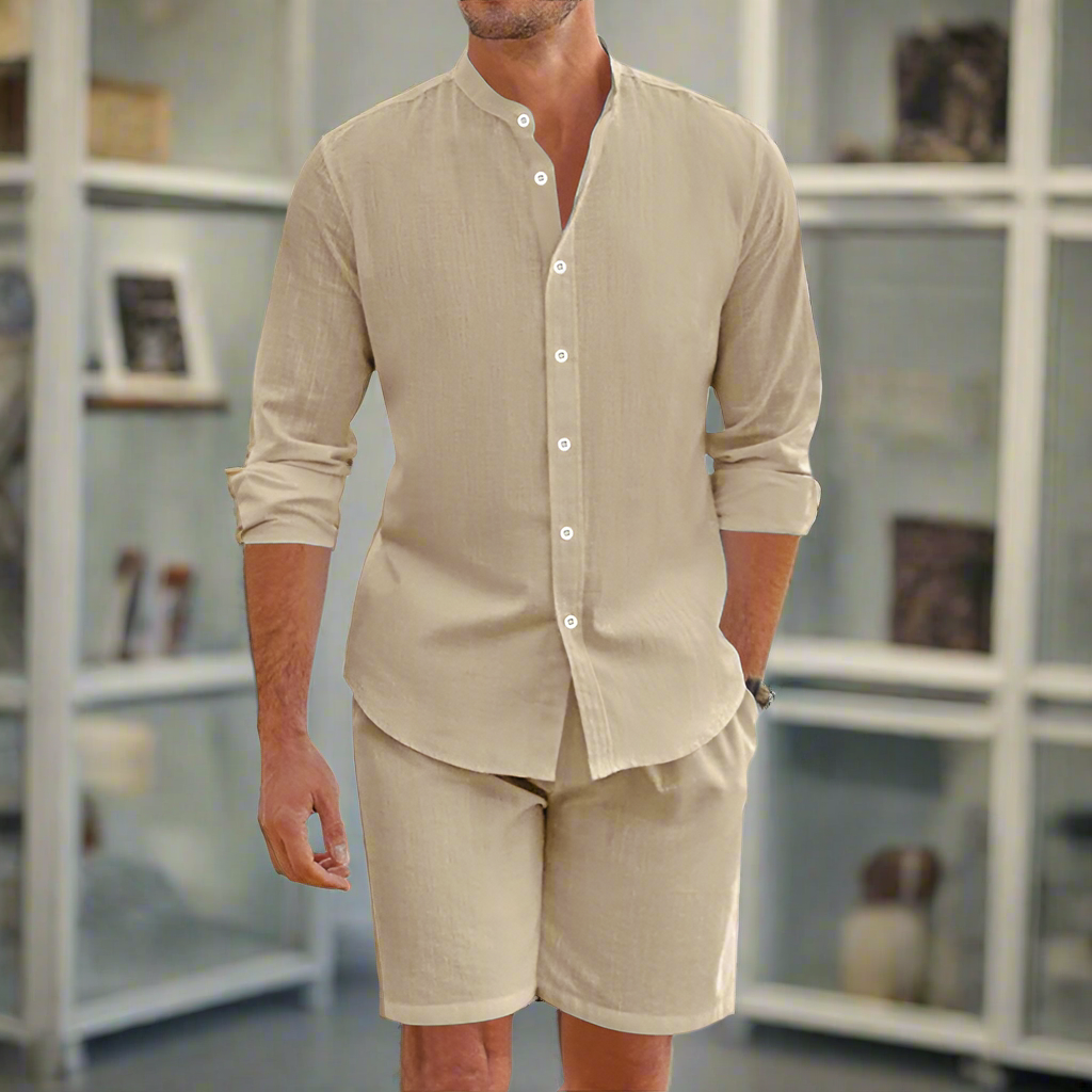 Men's Hemp-Linen Shirt & Shorts Set