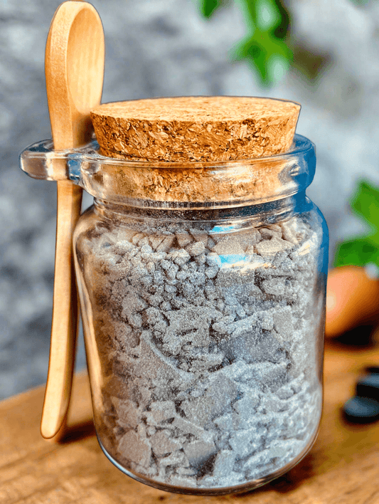 1) Detoxify your body & mind from harmful heavy metals and toxins from food, water, and products you apply on skin every day. Magnesium Flakes infused with Activated Charcoal, assorted Spa Salts, Bentonite Clay and therapeutic essential oils will help dra