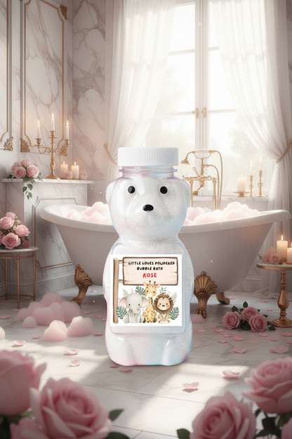 Bottle of 'Little Loves' product with a label on a white background