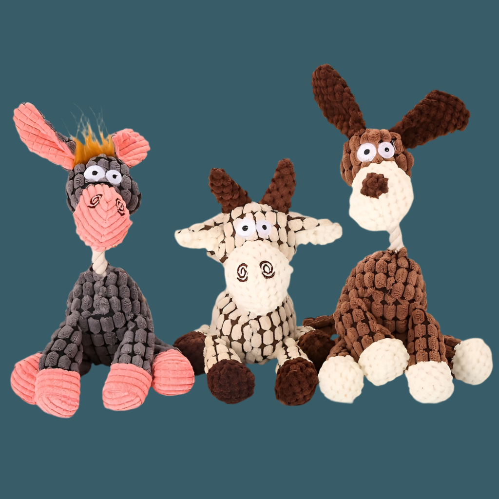 Squeaky Dog Toys - Doggy, Donkey & Giraffe