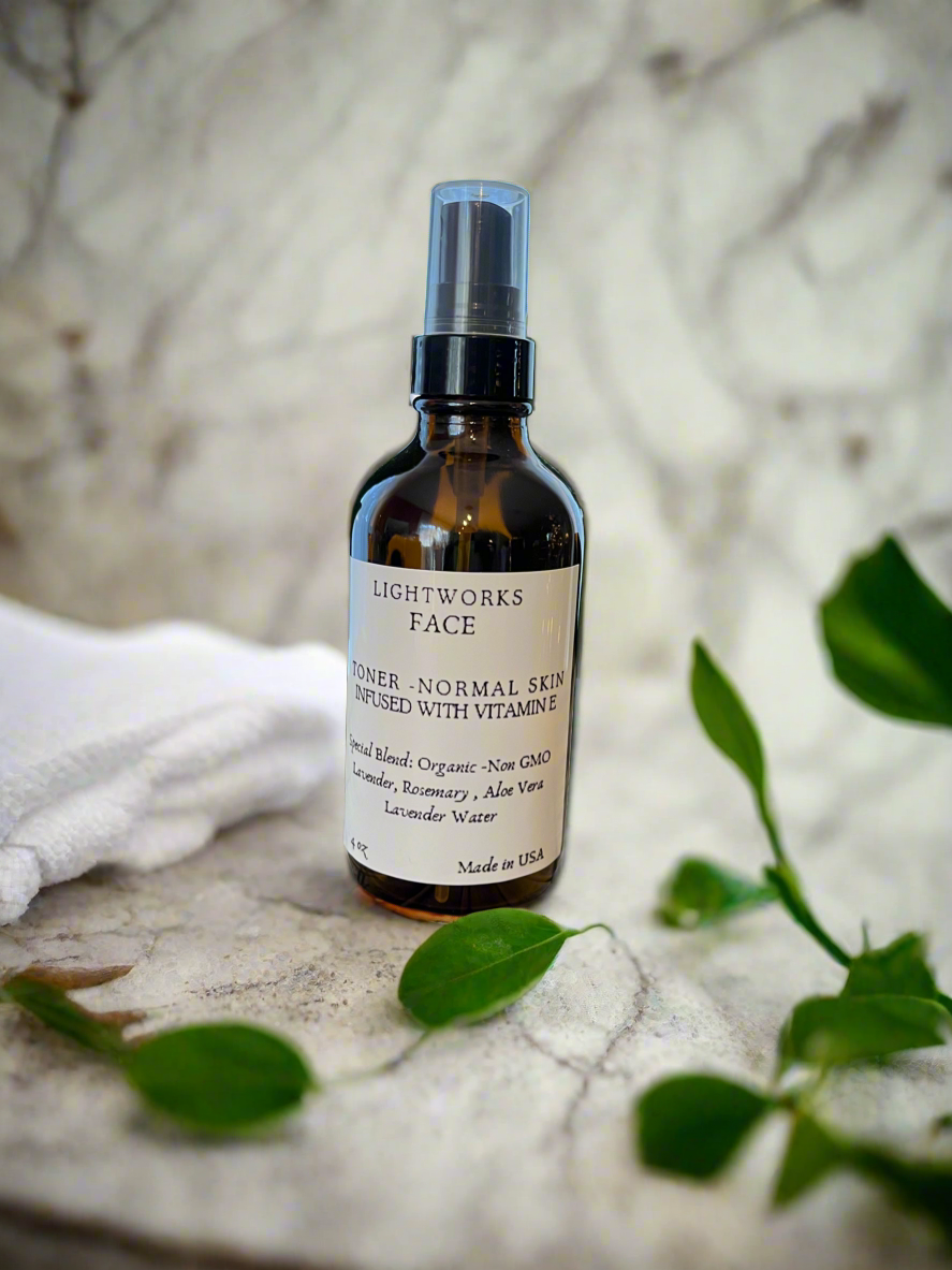 Normal: Reveal your healthiest, most radiant complexion with our organic face toner for normal skin. Bursting with plant-powered ingredients like Lavender, Aloe Vera, and Rosemary, this gentle mist cleanses and nourishes for a vibrant glow. Infused with s