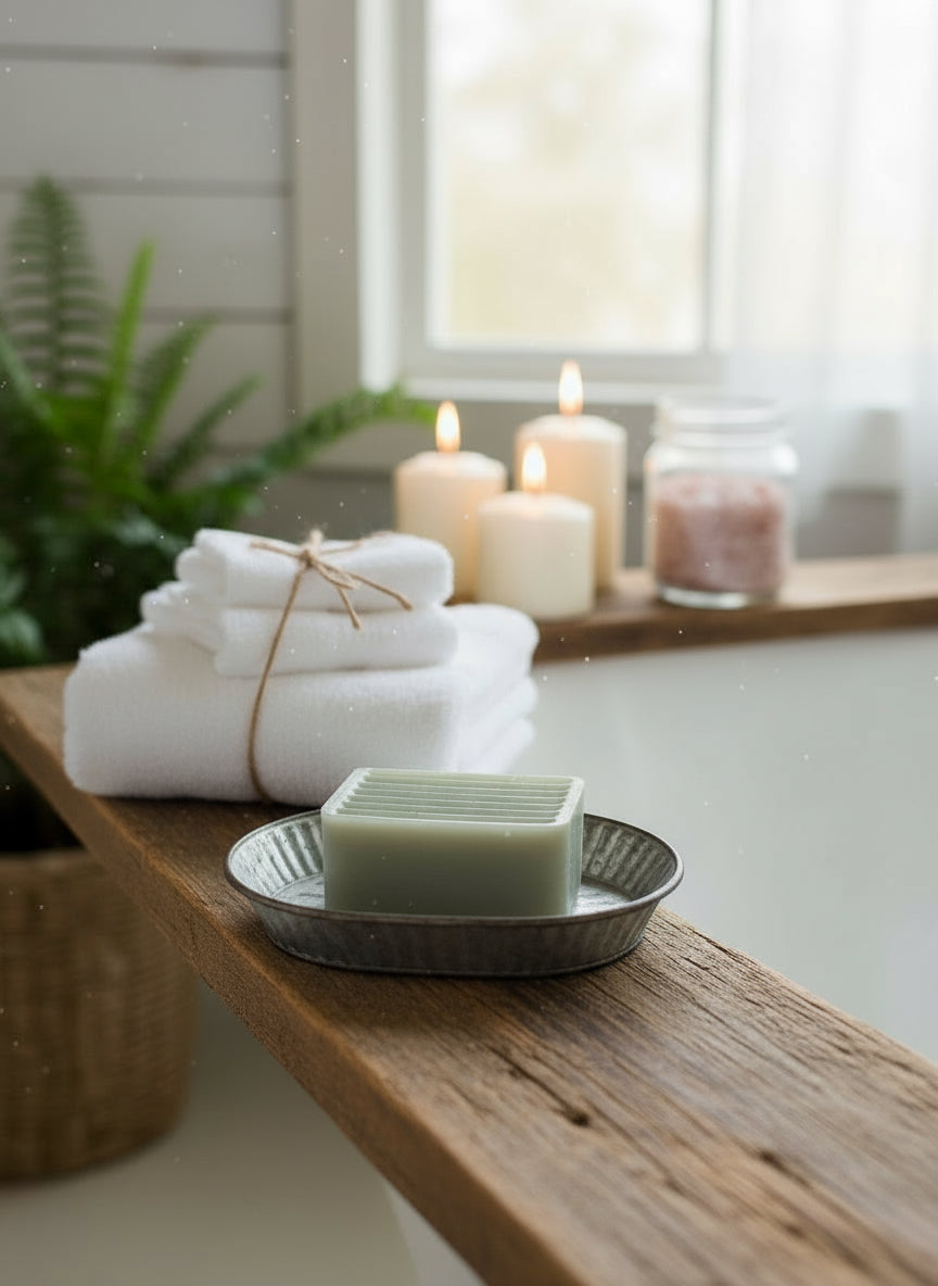 Gray rectangular object with textured surface on a wooden background
