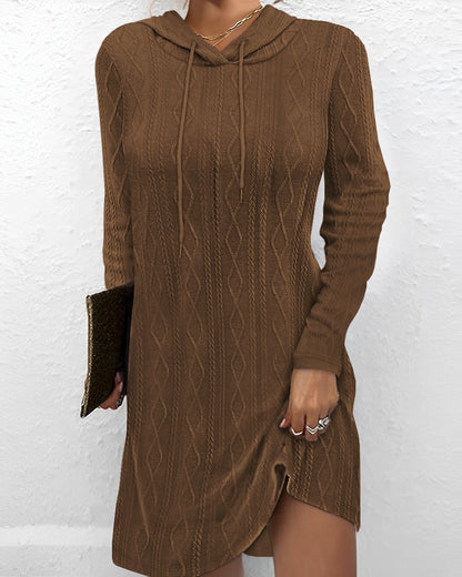 Women's Long Sleeve Hooded Knitted Dress