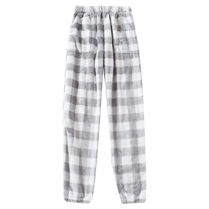 Men's Autumn Fleece-lined Warm Plaid Pants