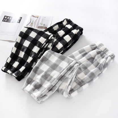 Men's Autumn Fleece-lined Warm Plaid Pants