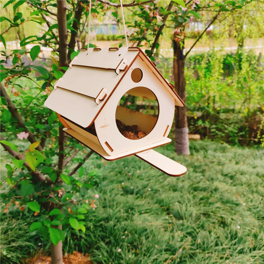 Enhance your outdoor space with our beautiful Wood Bird Feeder. Hang it among the trees or on your front/back porch for a touch of beauty and nature in your home.