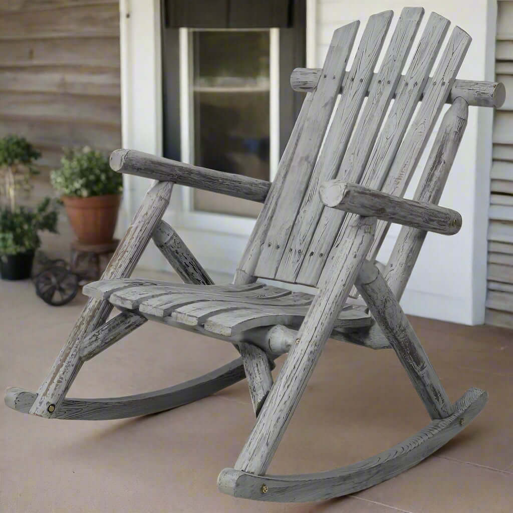 Mecedora Adirondak de madera para porche