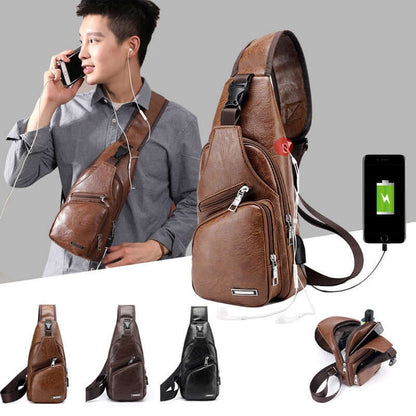 Men's USB Charging Crossbody Bag