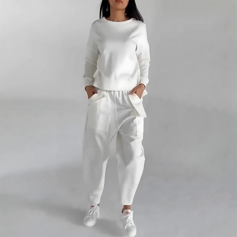 Women's Sweatsuit with Lace Up Back slit Top & Loose Pants set