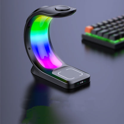 "Magnetic charging, fast & safe. 4-in-1 design for a cleaner, RGB-lit desktop. Touch control & FOD detection for convenience."