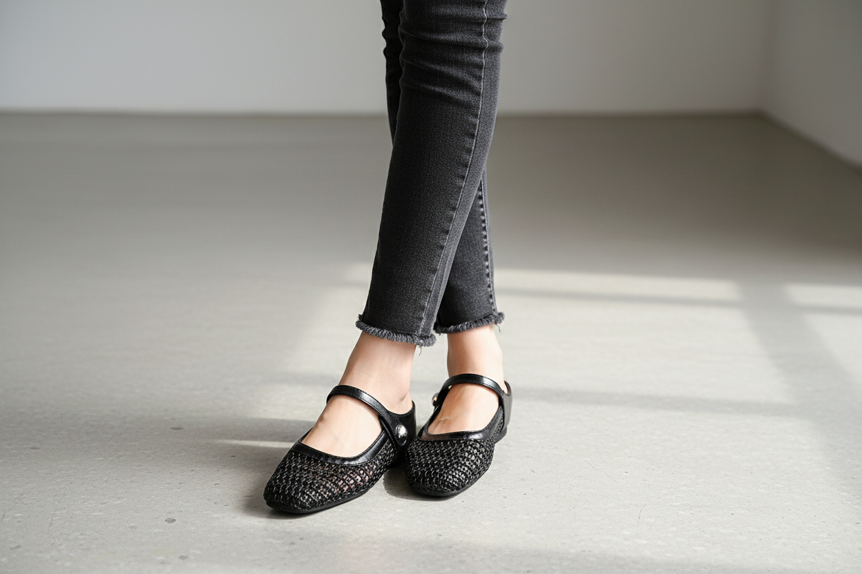 Breathable Knit Slip-On Flats with Hidden Wedge