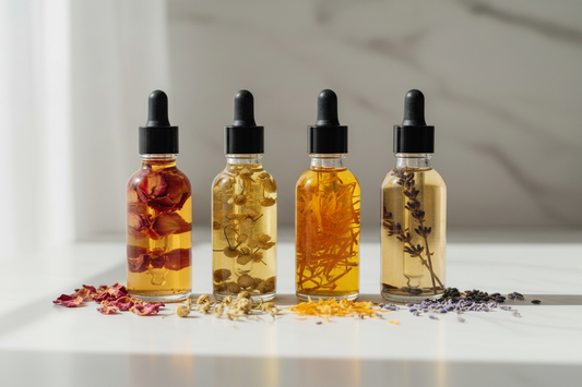 Botanical Dry Body Oil Bottles with Black Droppers