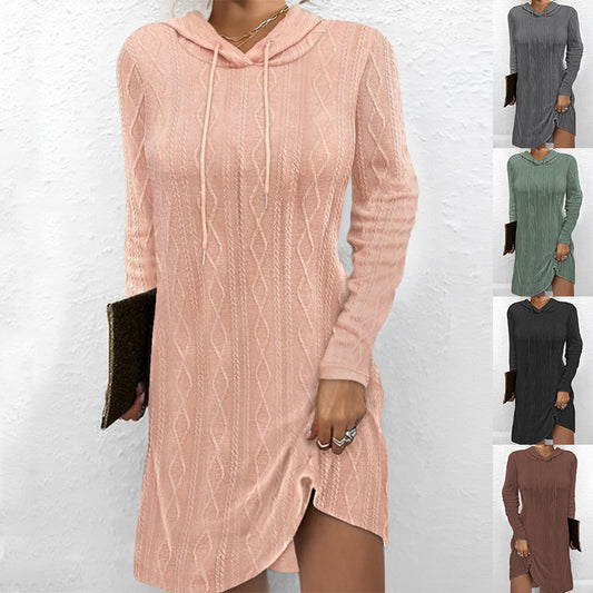 Women's Long Sleeve Hooded Knitted Dress