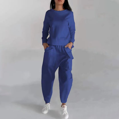 Women's Sweatsuit with Lace Up Back slit Top & Loose Pants set