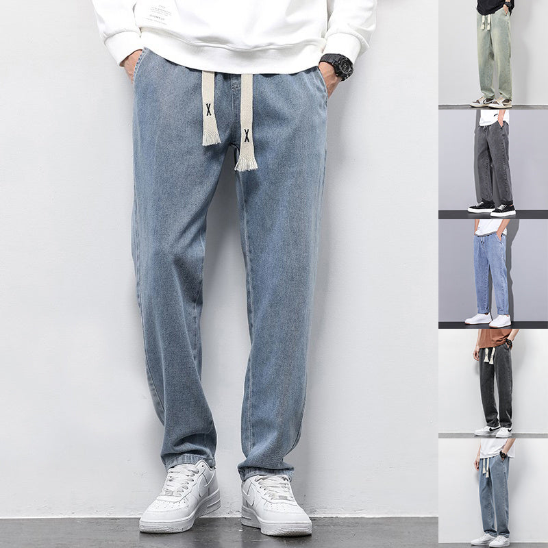 Men's Loose Drawstring Wide Leg Jeans. Made from high-quality denim, 5 colors and 8 sizes available