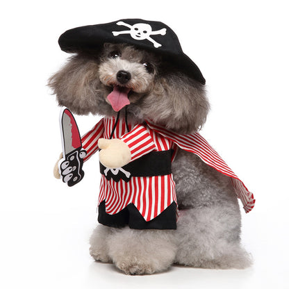 Dress up your furry friends in these costumes made of skin-friendly polyester fabric, perfect for any occasion. The sets include a hat, clothes, and cloak, all easily removable for quick changes. Its cute cartoon design will surely make your pet the cente