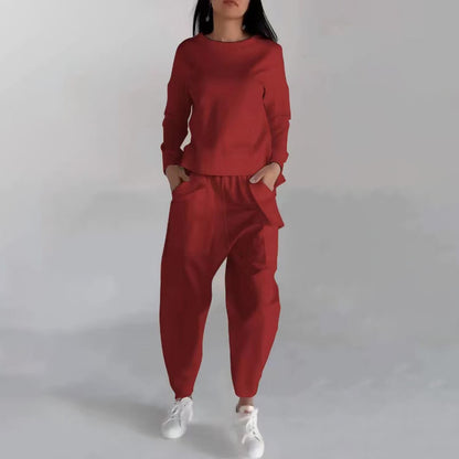 Women's Sweatsuit with Lace Up Back slit Top & Loose Pants set