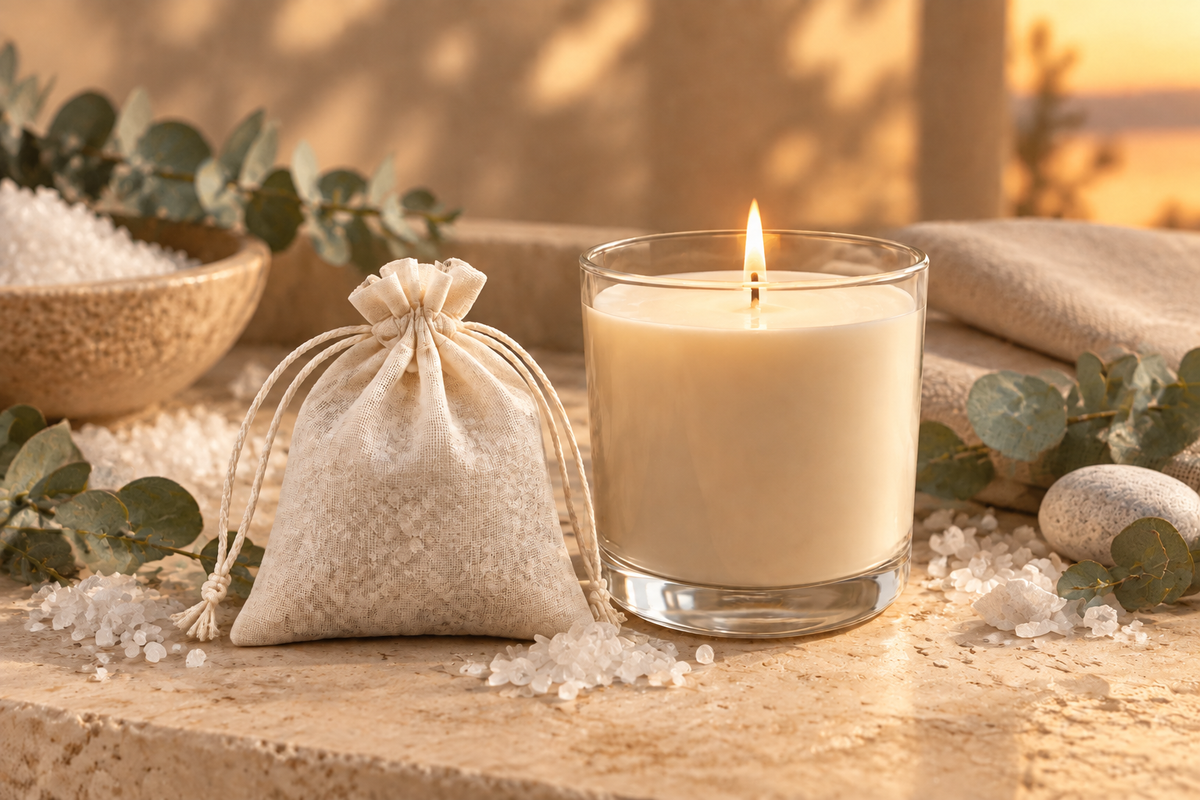 Epsom Salt soak and plain candle set
