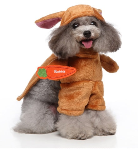 Dress up your furry friends in these costumes made of skin-friendly polyester fabric, perfect for any occasion. The sets include a hat, clothes, and cloak, all easily removable for quick changes. Its cute cartoon design will surely make your pet the cente