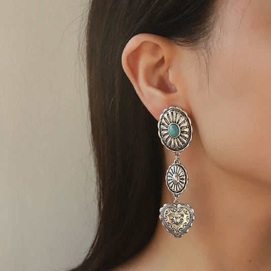 Collar y pendientes de piedras semipreciosas para mujer con cuentas aguamarina y diseño de cruz.