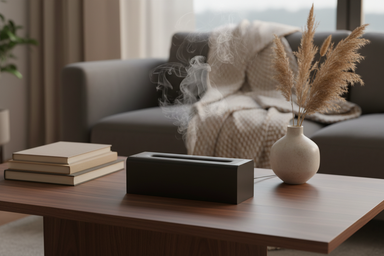 Flame Aroma Diffuser Black – Living Room Lifestyle