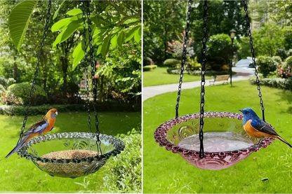 Hanging Bird Bath & Feeder — Grey and Purple