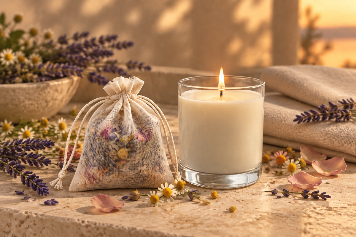 Lavender soak and plain candle lifestyle set