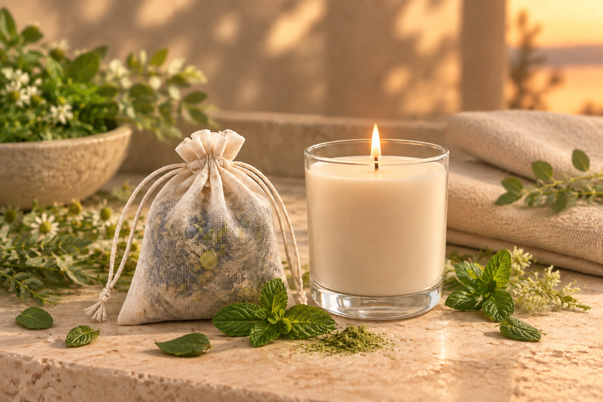 Mint Matcha soak and plain candle set